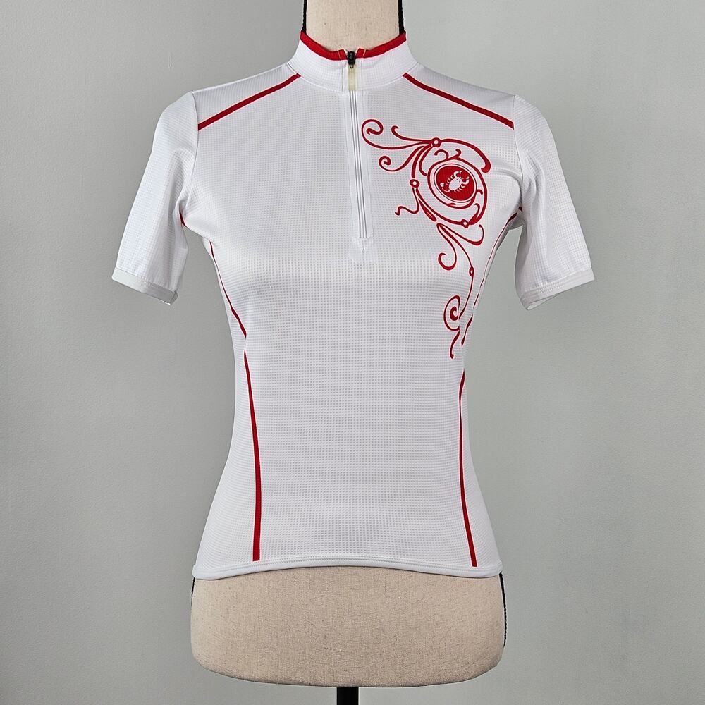 Castelli‎ Women's Cycling Quarter-Zip Jersey Short Sleeve Red White | XS | FLAWS